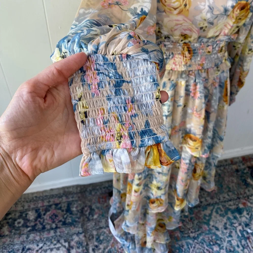 Revolve ELLIATT Astrid Dress Sz. M Chiffon Flowy Gown Floral Midi NWT $251 msrp - Picture 7 of 16